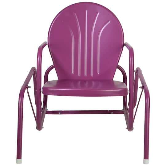 Purple Outdoor Retro Metal Tulip Glider Patio Chair